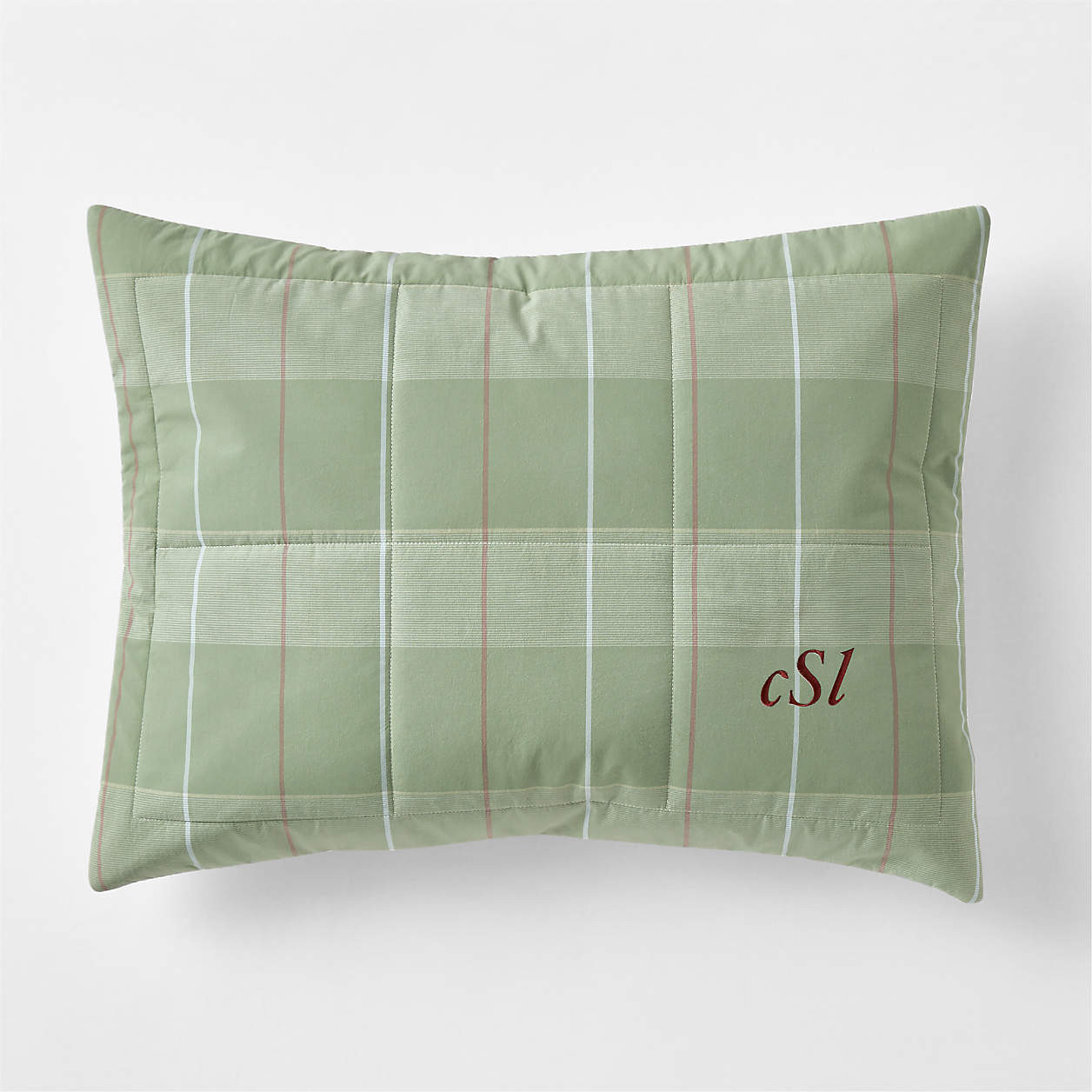 Heritage Plaid Organic Cotton Kids Quilted Pillow Sham by Sharland England | Crate & Kids | Crate & Barrel