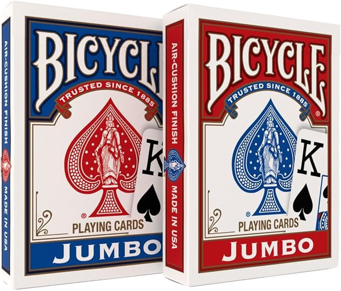 Bicycle Jumbo Index Playing Cards , 2 Pack Large Print Poker Size Deck of Cards for Easy Reading,... | Amazon (US)