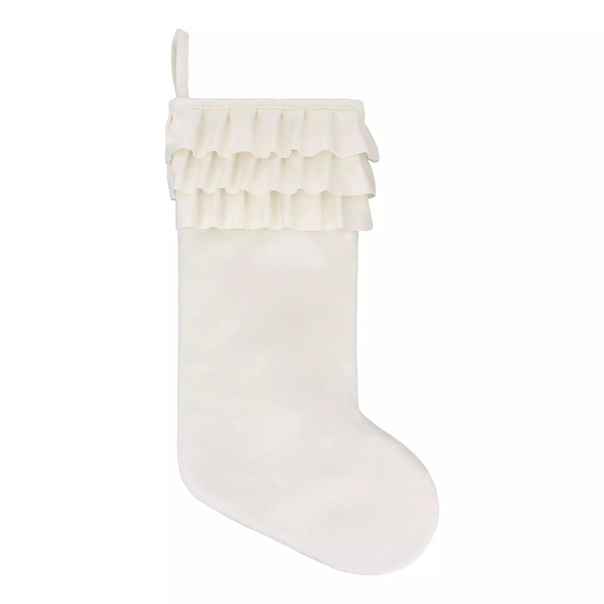 St. Nicholas Square® Ruffle Top Velvet Christmas Stocking, Ivory | Kohl's