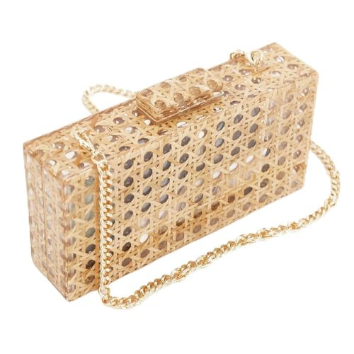 Brooks & Bloom Women's Acrylic Clutch Rattan Evening Bag Shoulder Bag with Detachable Chain Wedding Evening Clutch is a gift for women | Amazon (US)