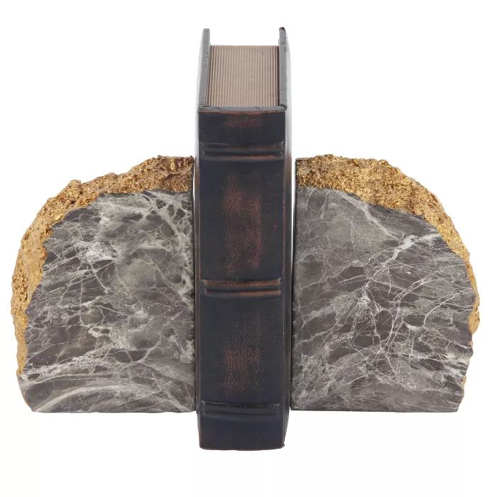 2pc Decorative Faux Thunder Egg Stone Bookends Gray/White - CosmoLiving by Cosmopolitan | Target