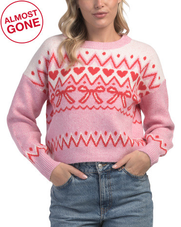 Heart Bow Pull Over Sweater | TJ Maxx