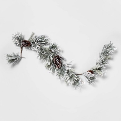 72" x 3" Artificial Flocked Pine Garland Green - Threshold™ | Target