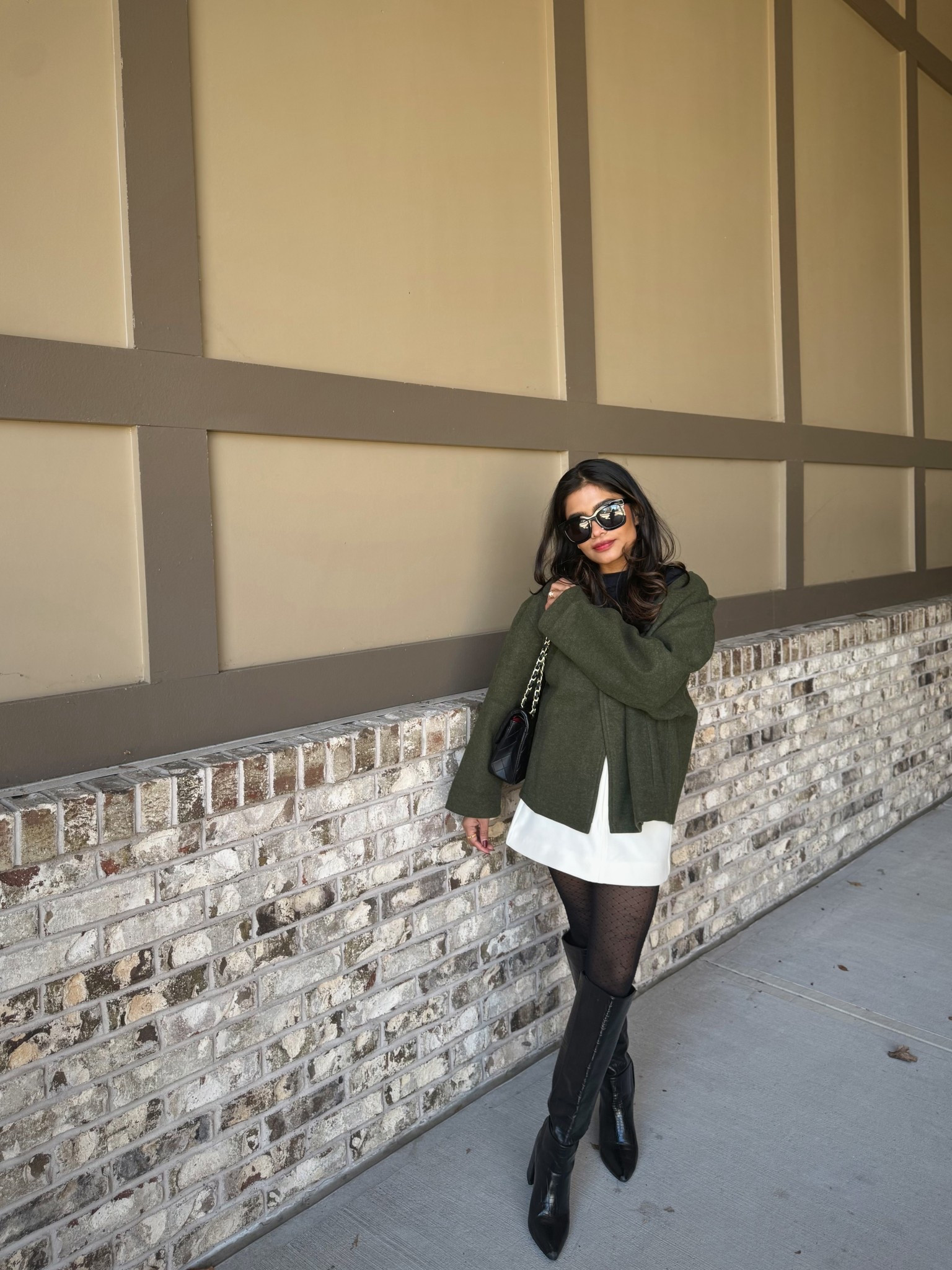 Winter petite outfit idea. 

Wearing small in dark green coat/jacket and 4 in cream skirt



#LTKPetite #LTKFindsUnder100 #LTKootd