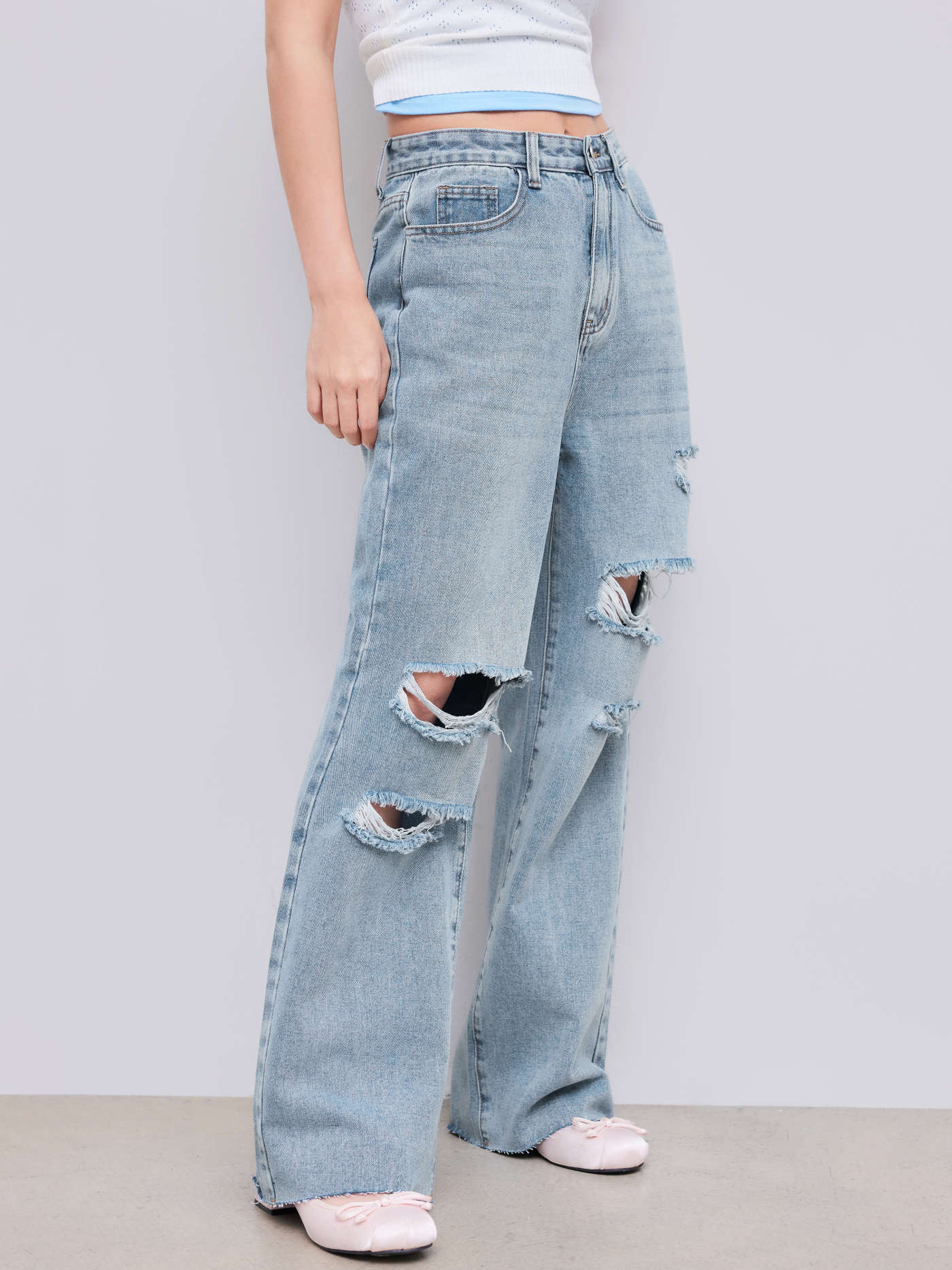 High Waist Ripped Straight Leg Jeans | Cider