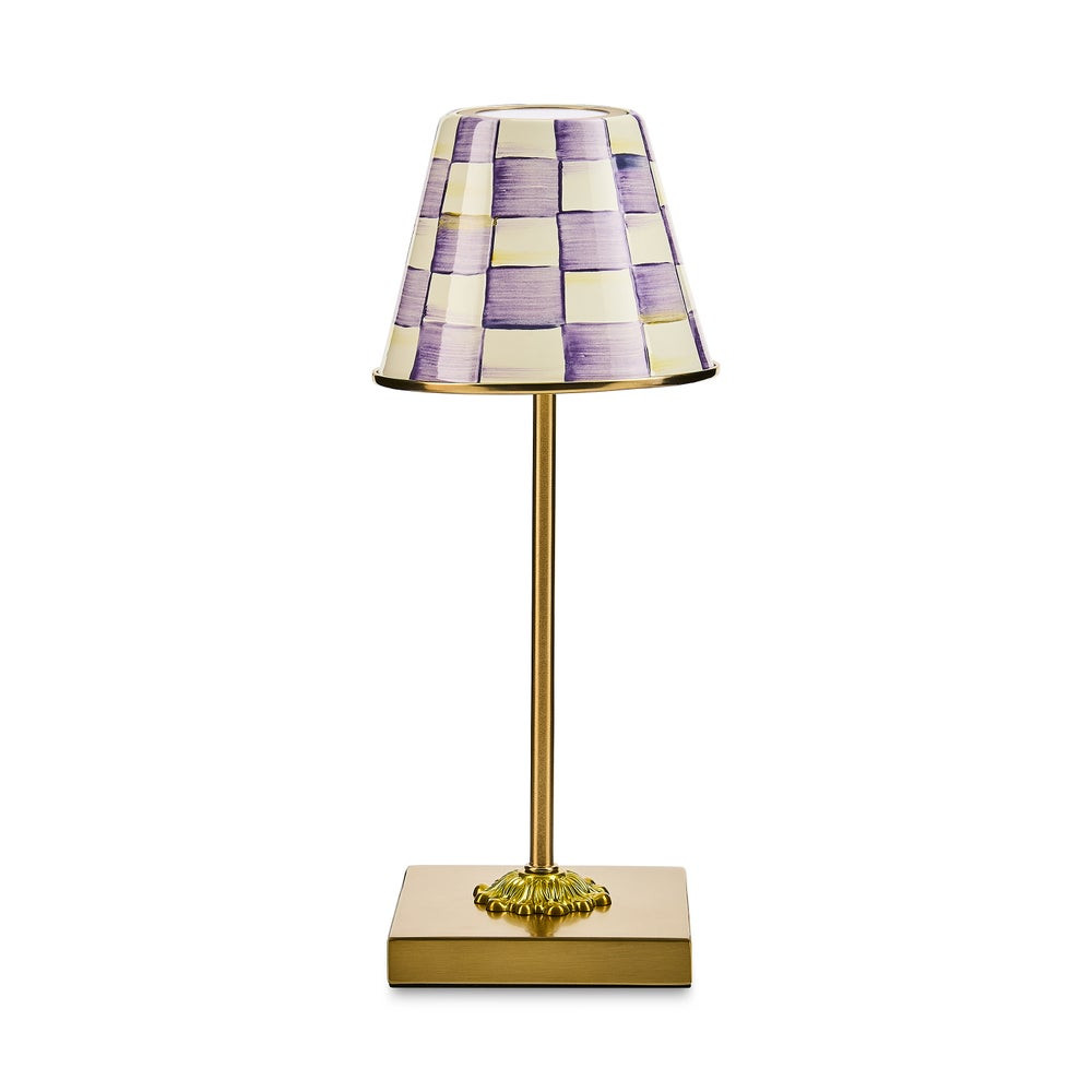 Violet Check LED Rechargeable Cafe Table Lamp | MacKenzie-Childs