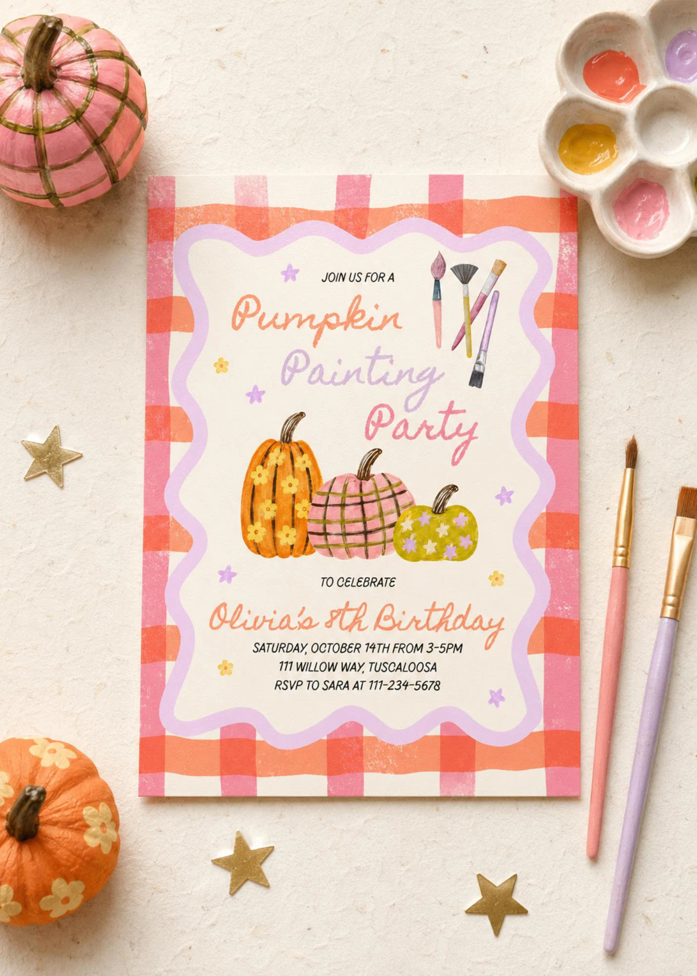 Pumpkin Painting Party Invitation | Girls Fall Birthday Invite | Editable Canva Template | Pumpkin Craft Party | Printable Invitation | Etsy (Global)