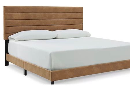 King size bed. Upholstered headboard. Faux leather 

#LTKstyletip #LTKfamily #LTKhome