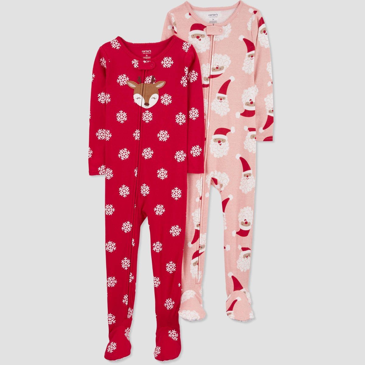 Carter's Just One You® Toddler Girls' Snowflake Reindeer/Santa Footed Pajama | Target