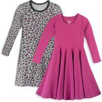 Girls Organic Cotton Pink & Black Leopard Cheetah Animal Skin Dresses, Pack Of 2 | Etsy (US)