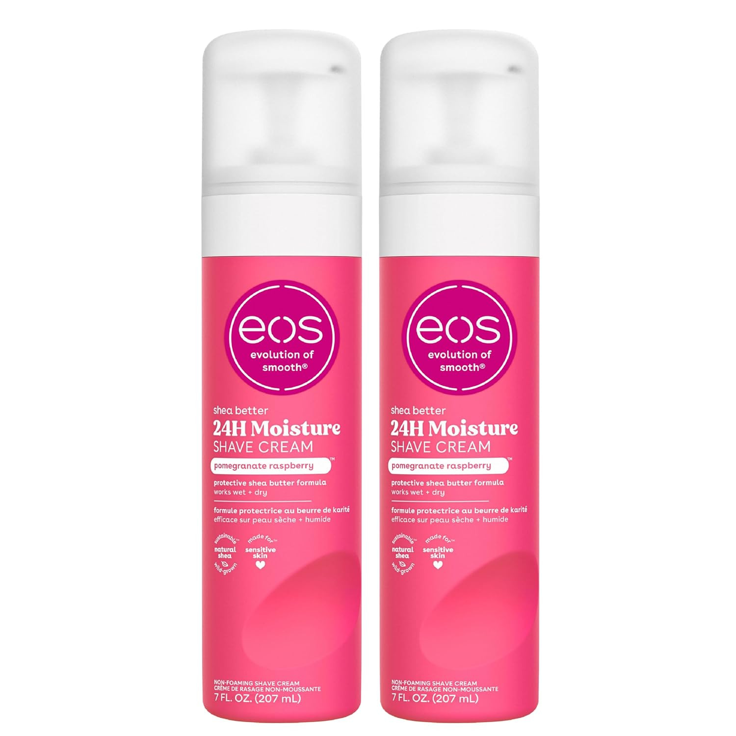 eos Shea Better Shave Cream- Pomegranate Raspberry, Shea Butter, Aloe Vera, 24H Moisturizing Shaving Cream for Women, 7 fl oz, 2-Pack | Amazon (US)