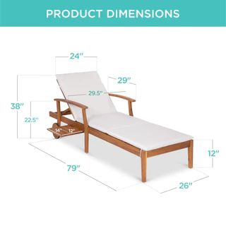 Adjustable Acacia Wood Chaise Lounge Chair w/ Side Table, Wheels - 79x30in | Best Choice Products 