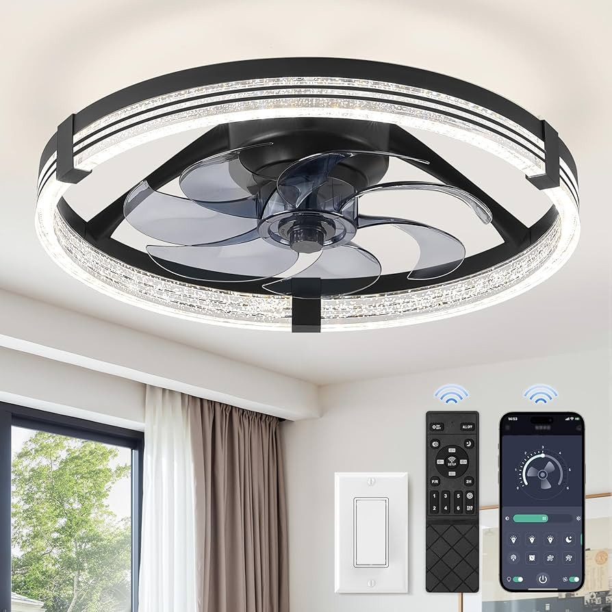 ZMISHIBO Low Profile Ceiling Fans with Lights, Flush Mount Modern Ceiling Fan and Remote Control,... | Amazon (US)