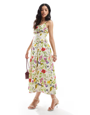 French Connection Monica poplin midi dress in white floral print | ASOS | ASOS (Global)