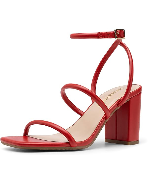 DREAM PAIRS Women Heels Chunky Square Open Toe Strappy Ankle Strap Block High Heeled Sandals for ... | Amazon (US)