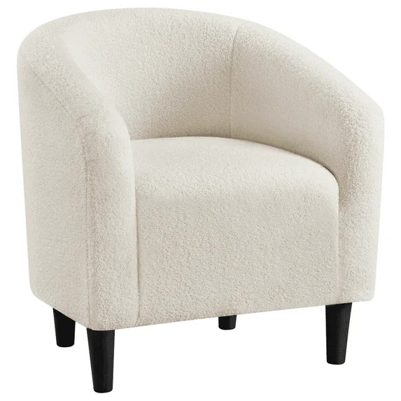 Yaheetech Upholstered Club Chair Accent Barrel Chair, Ivory | Walmart (US)