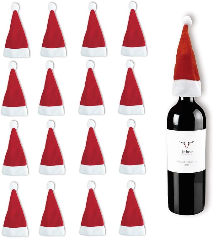 MR.FOAM Mini Santa Hat, Cup Bottles Cover, Christmas Santa Hats Silverware Holders Mini Santa Hat... | Amazon (US)
