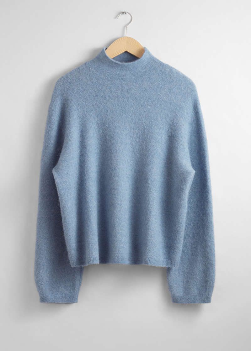 Mock-Neck Knit Sweater - Blue - Sweaters - & Other Stories US | & Other Stories US