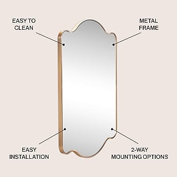 JONATHAN Y MIR205C Louisa 24 in. W x 36 in. H Medium Scalloped Rectangular Metal Framed Wall Mirr... | Amazon (US)