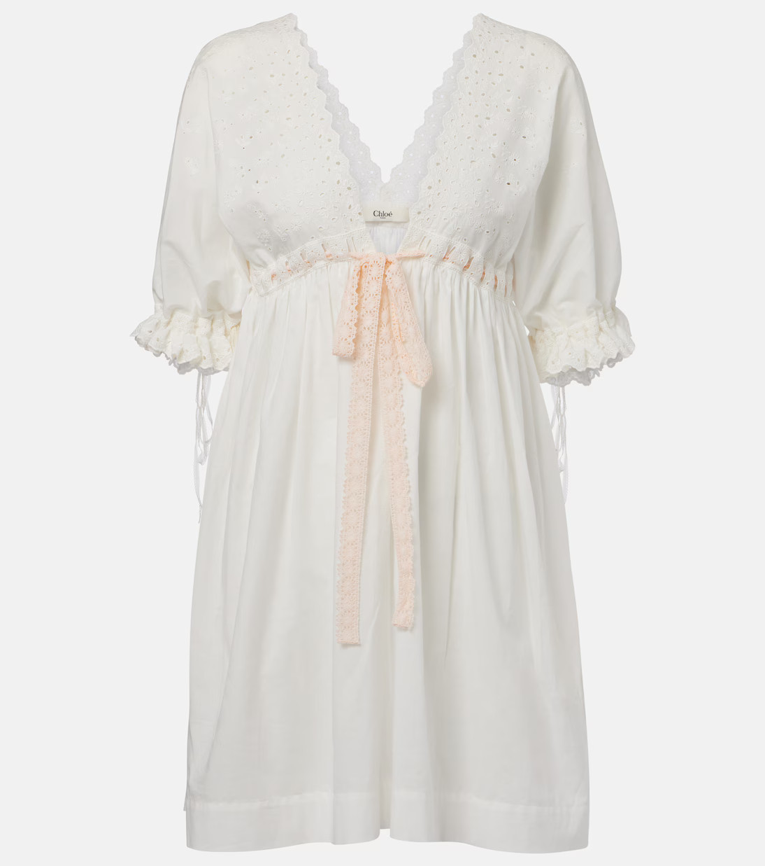 Broderie anglaise cotton-blend minidress | Mytheresa (US/CA)