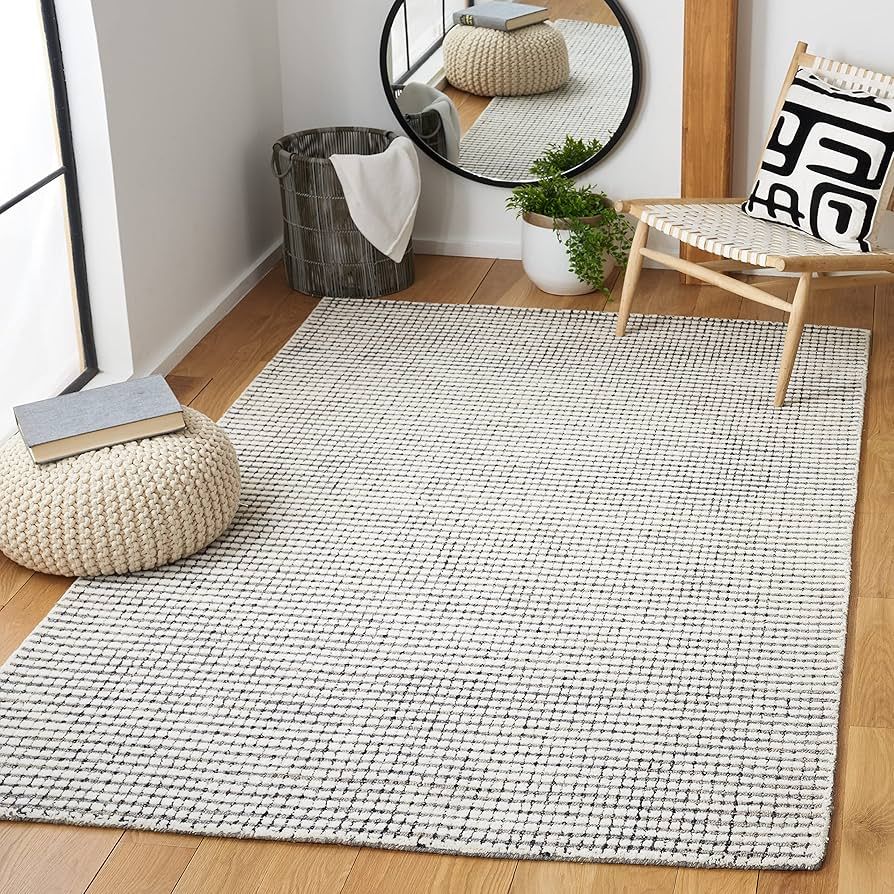 SAFAVIEH Abstract Collection Accent Rug - 3' x 5', Grey & Ivory, Handmade Wool, Ideal for High Tr... | Amazon (US)