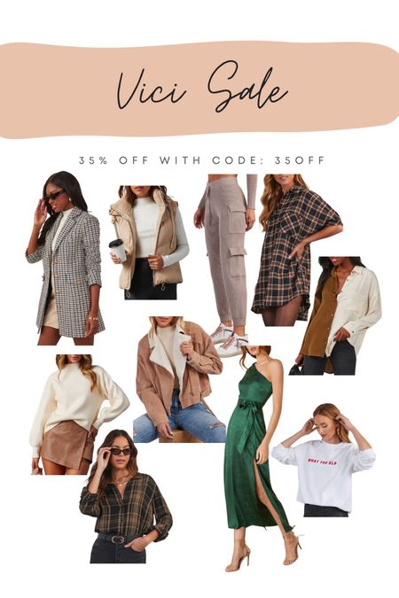 Vick 35% off all items with code: 35OFF
Holiday outfits, winter outfit, sweatshirt, plaid coat, puffer vest, cargo joggers, shirt dress, mock neck sweater, Sherpa moto jacket, plaid button down, green maxi dresss

#LTKCyberWeek #LTKSeasonal #LTKHoliday