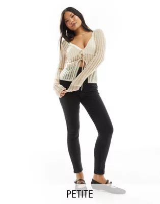 Bershka Petite high waist skinny jean in black | ASOS (Global)