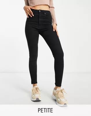 Bershka Petite high waist skinny jean in black | ASOS (Global)