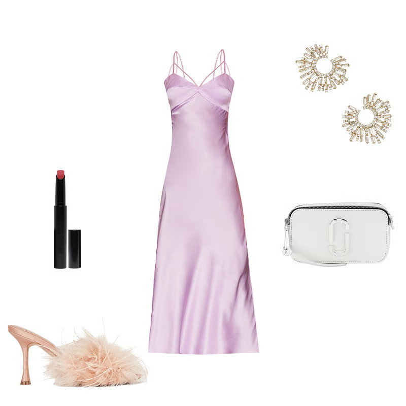 Midi Dress with Bust Panel in Mauve Merlot | Revolve Clothing (Global)