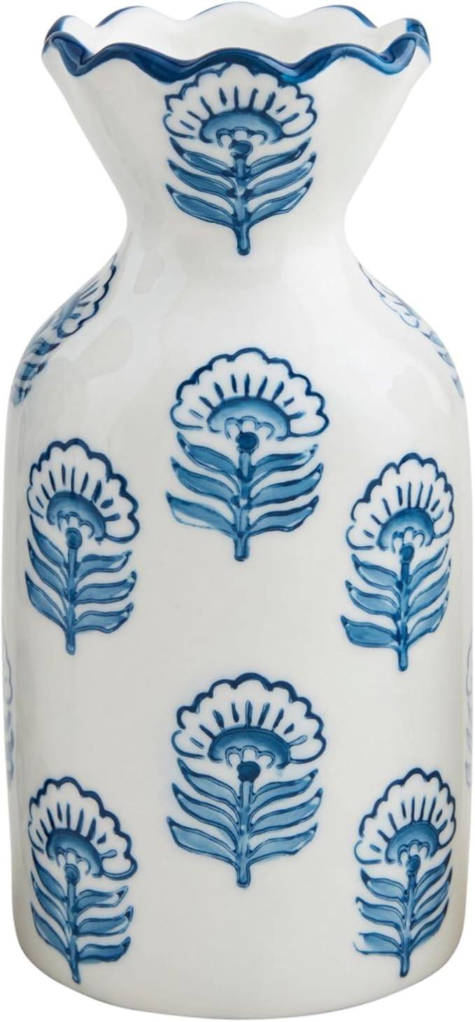 Mud Pie Block Print Bud Vase, Buti, 6.75" x 3.25" | Amazon (US)
