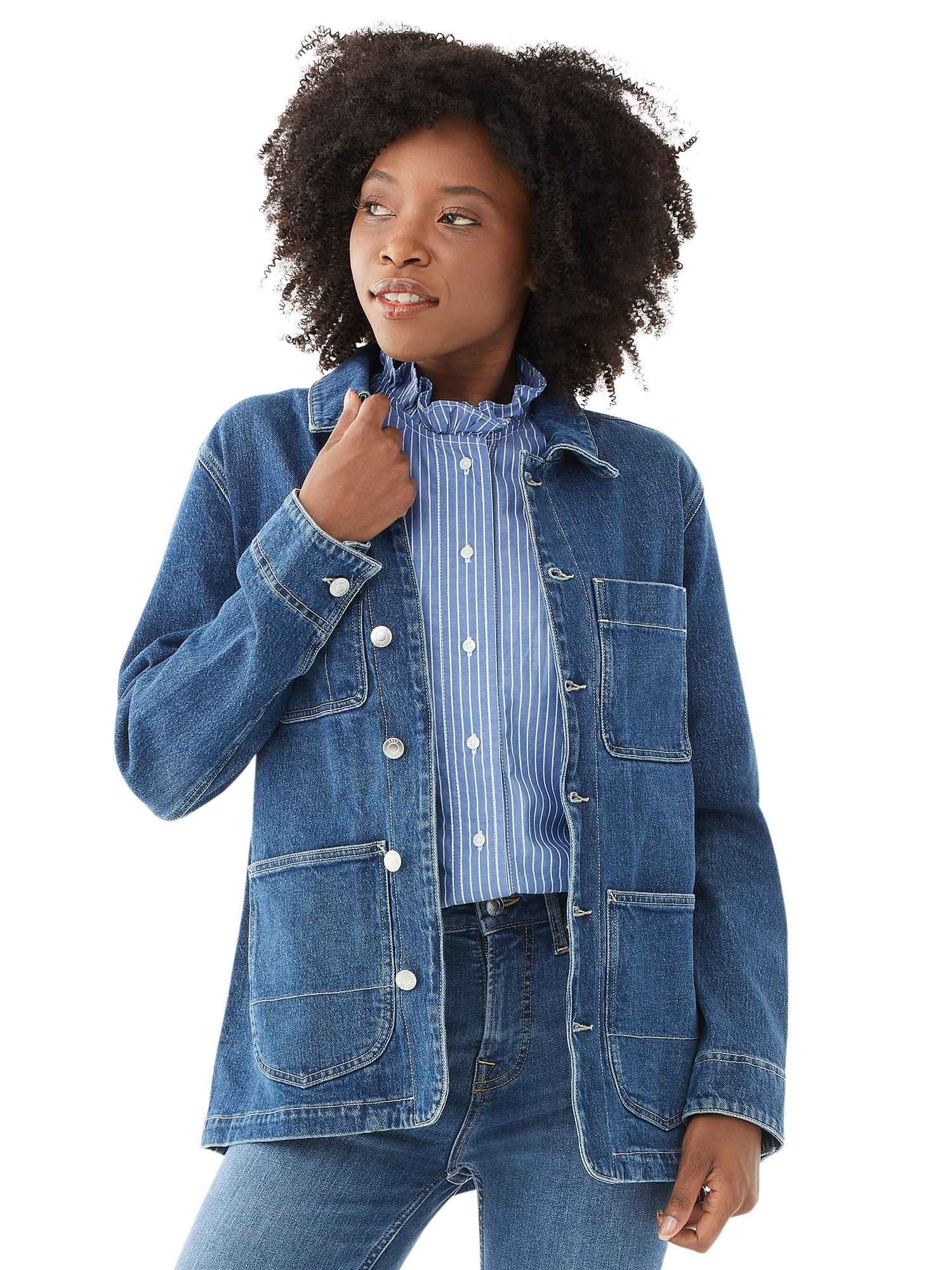 Free Assembly Women's Oversized Denim Barn Jacket - Walmart.com | Walmart (US)