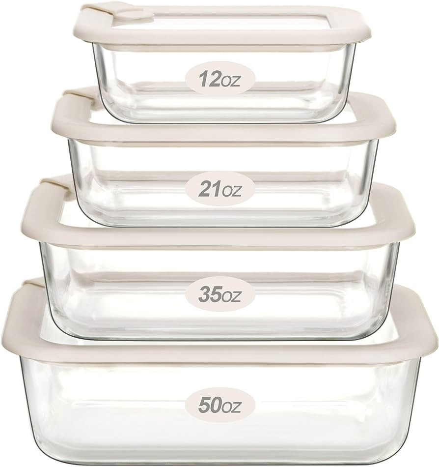 Urban Green Glass Food Storage Containers with Glass Lids, Microwave Safe Glass Food Container Se... | Amazon (US)