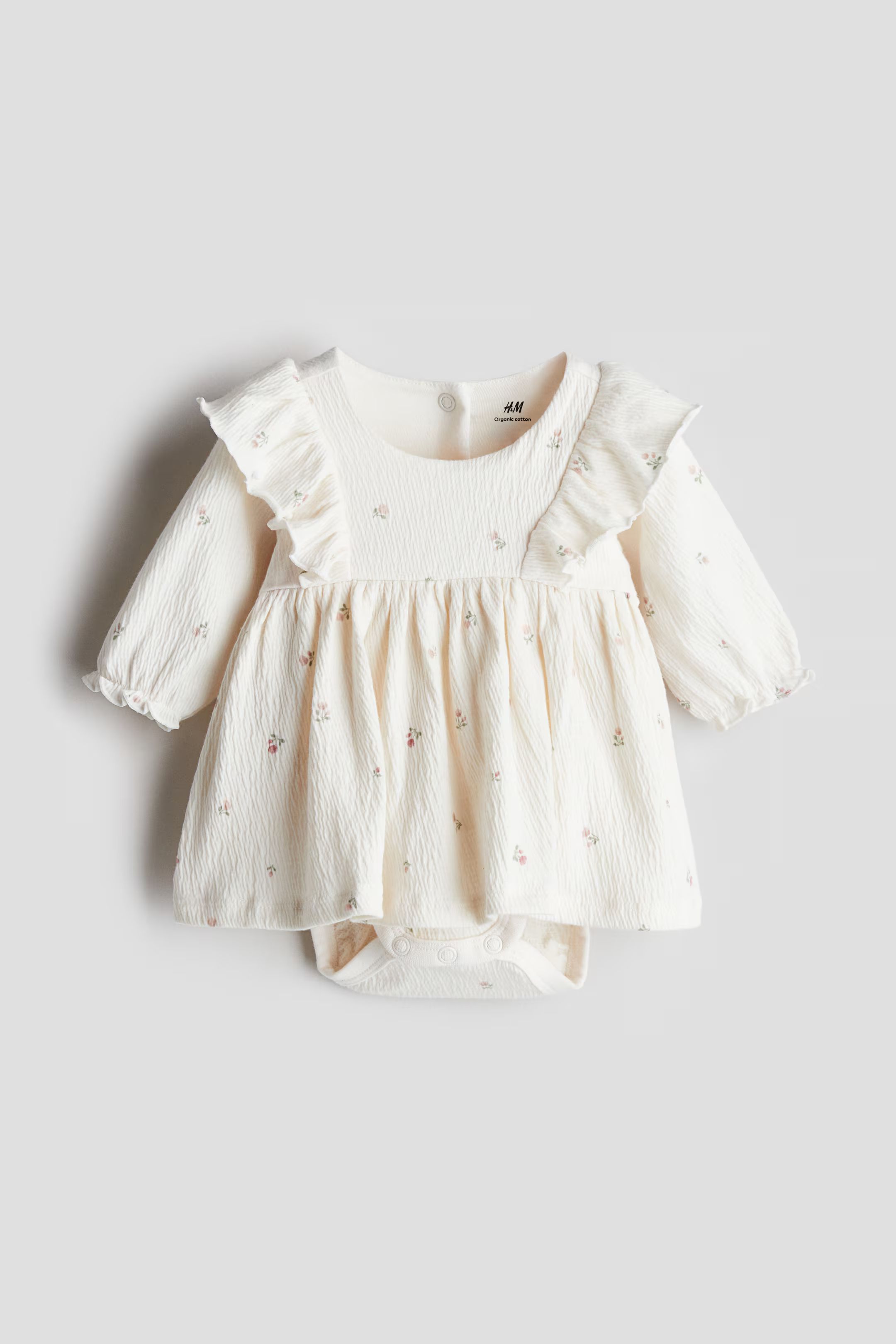 Bodykleid - Rundausschnitt - Langarm - Weiß/Geblümt - Kids | H&M AT | H&M (DE, AT, CH, NL, FI)