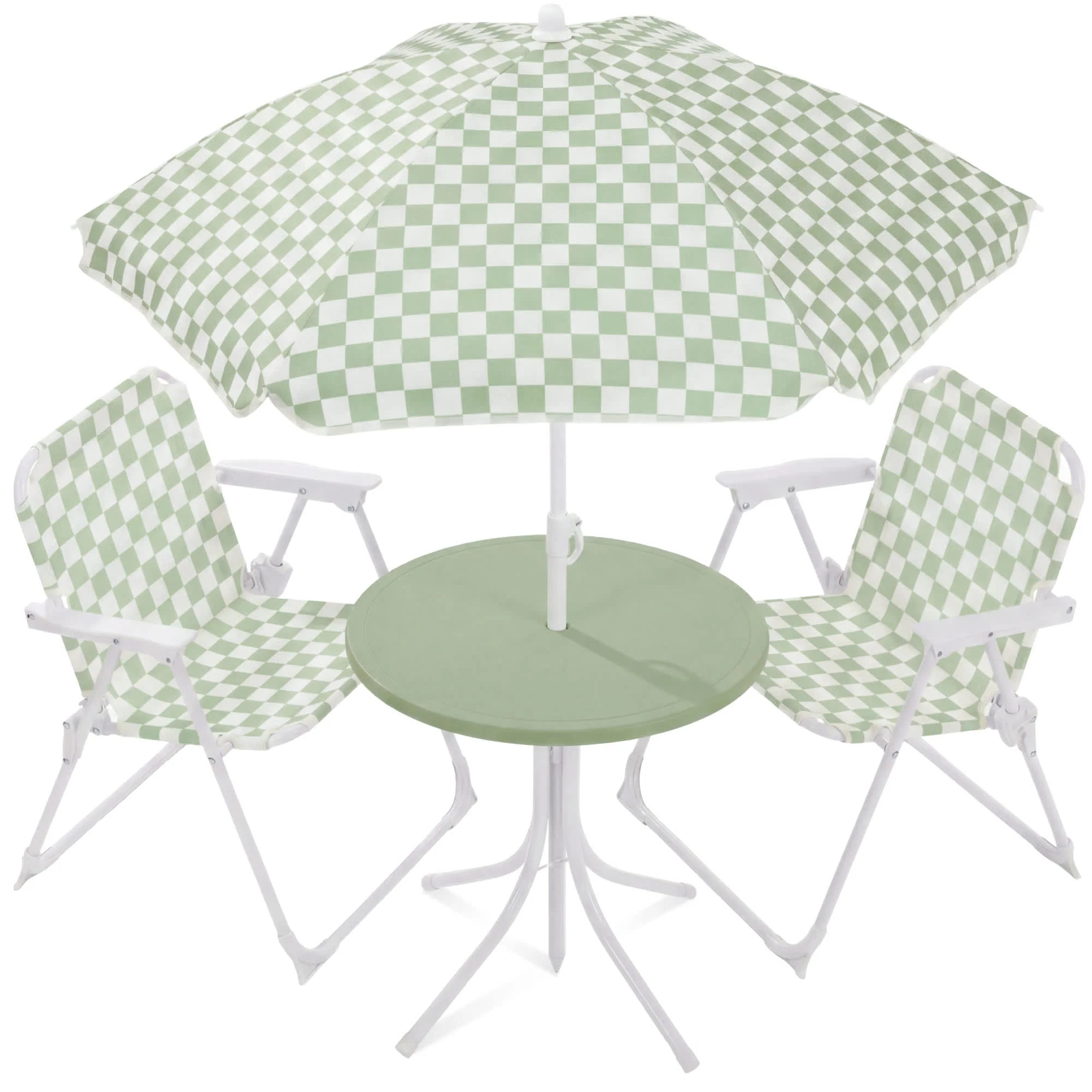Best Choice Products Kids Outdoor Table and Chair Set with Umbrella, 3-Piece Foldable Toddler Picnic Set Ages 2-5 | Shop Simon