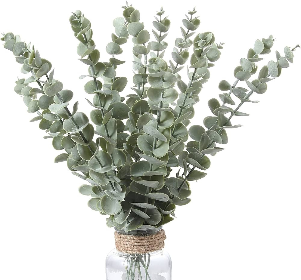 Momkids 12pack Eucayptus Stems Real Touch Leaf Fake Greenery Decor Plastic Artifical Plants Faux ... | Amazon (US)
