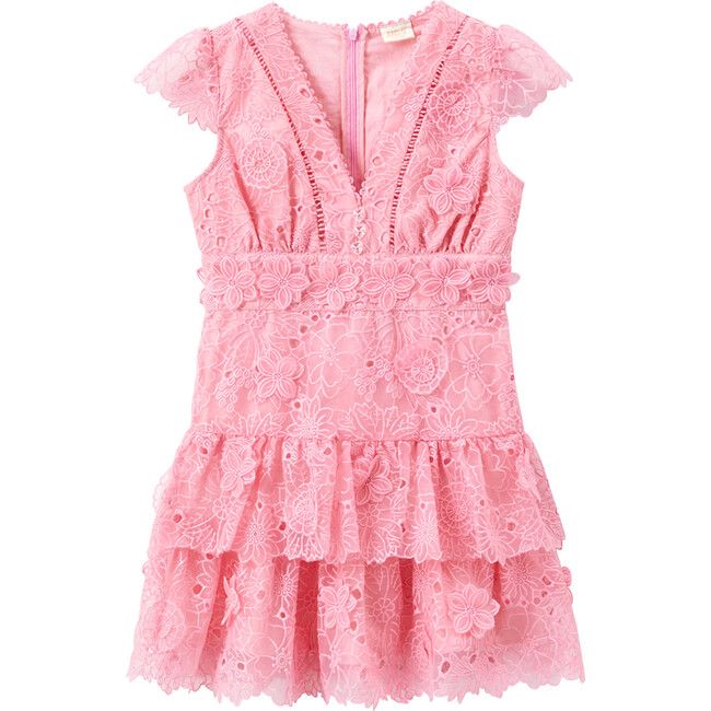 Mia Short Flutter Sleeve Lace Dress, Pink - Marlo Kids Dresses | Maisonette | Maisonette