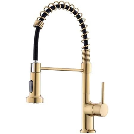 KRAUS Britt 2nd Gen Commercial Style Pull-Down Single Handle Kitchen Faucet in Brushed Brass, KPF-16 | Amazon (US)