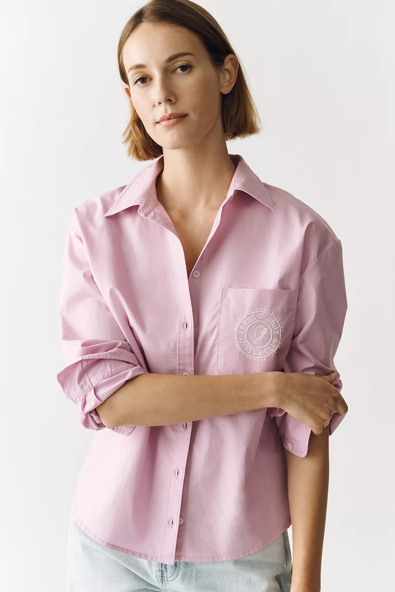 Maeve Shrunken Bennet Embellished Buttondown Shirt | Anthropologie (US)