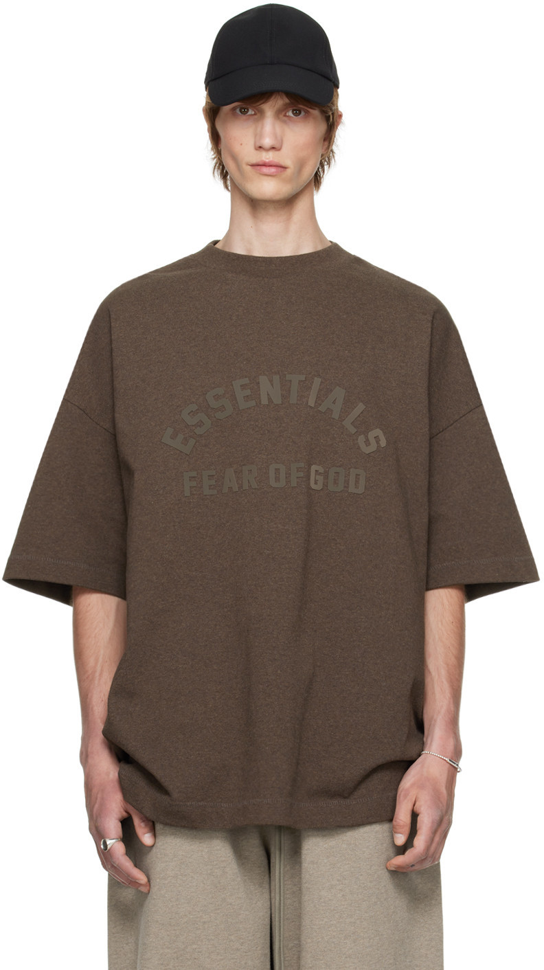 Fear of God ESSENTIALS Brown Bonded T-Shirt | SSENSE