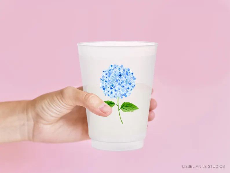 Hydrangea Frosted Shatterproof Cups | Set of 8 | Reusable Bridal Shower Baby Shower Party Cups | ... | Etsy (US)