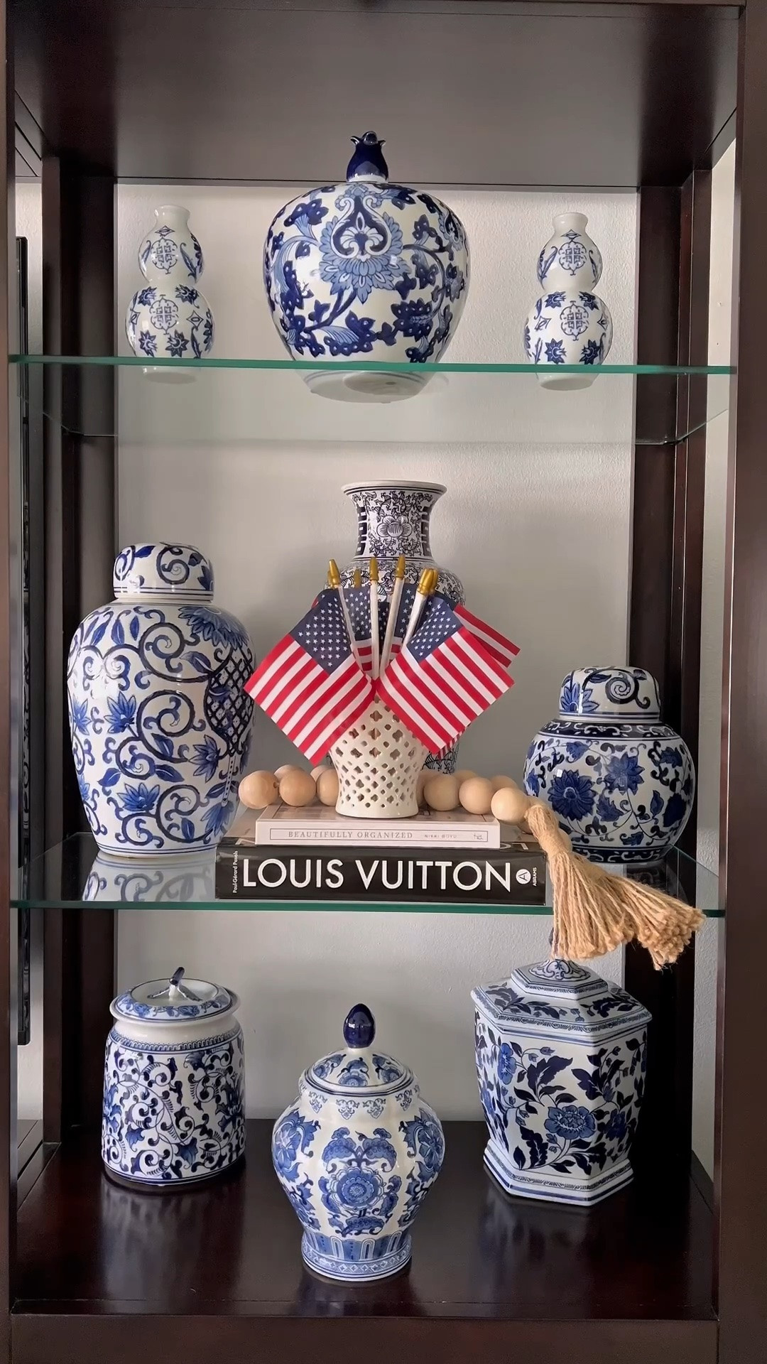 HOME DECOR FOR SUMMER:

Here’s an easy way to update your home for Memorial Day and July 4th.

Add American 🇺🇸 flags to your existing home decor to add a festive touch.

Also linking similar blue and white ginger jars.

#LTKHome #LTKvlog #LTKSeasonal