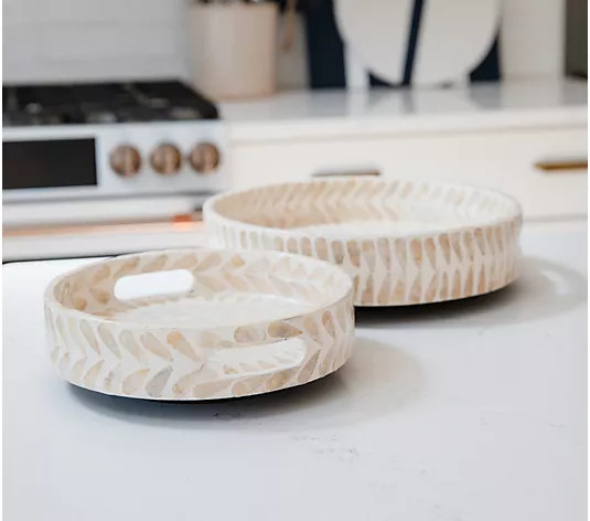 Set of 2 Large and Small Capiz Turntables by Lauren McBride - QVC.com | QVC