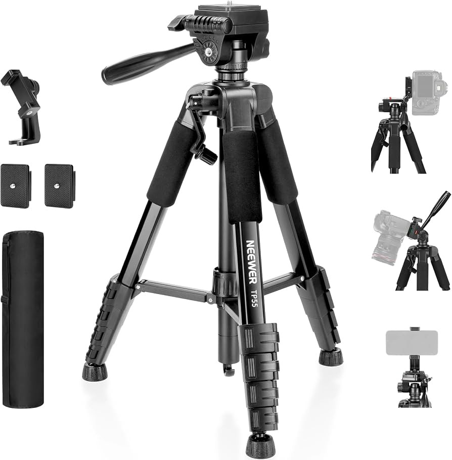 NEEWER BASICS Camera Tripod, 71'' Tripod with Cell Phone Holder Mount Compatible with iPhone for ... | Amazon (US)
