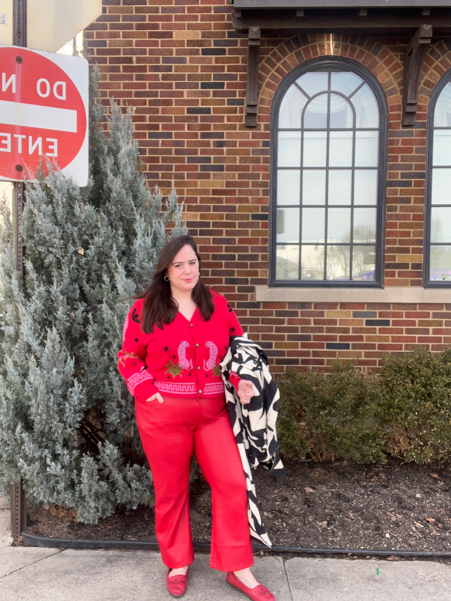 Winter/early spring plus size red monochromatic looks eith red and pink solstice cardigan and red vegan leather pants from Never Fully Dressed

#LTKSeasonal #LTKPlusSize #LTKMidsize