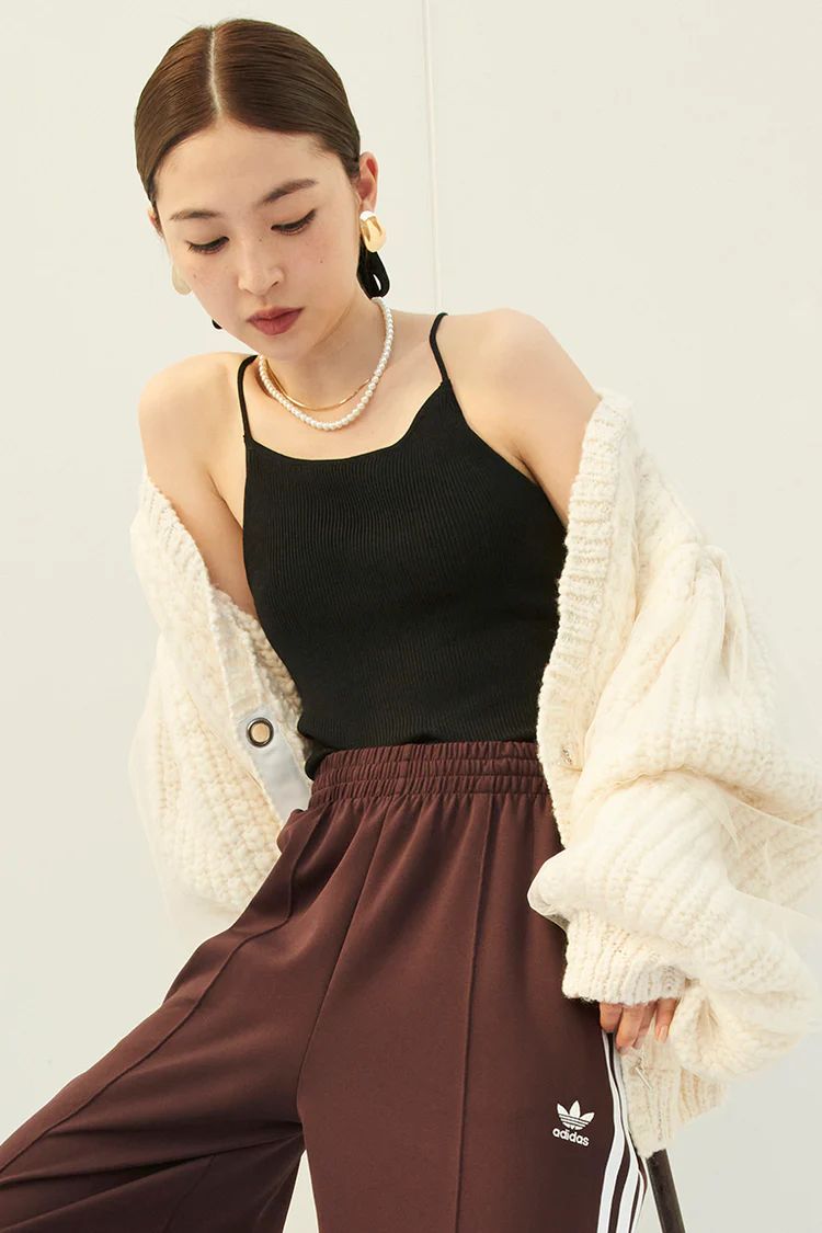 Cozy Cable-Knit Tulle Puff Sleeve Cardigan | SNIDEL