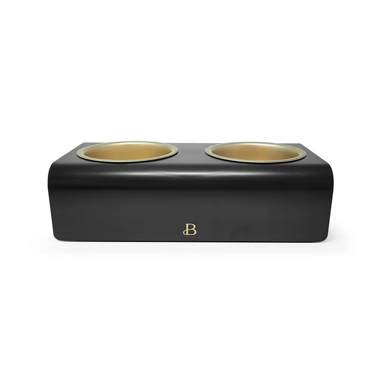 Beautiful Double Elevated Stainless Steel Pet Bowl, 3-Cup, Black by Drew Barrymore | Walmart (US)