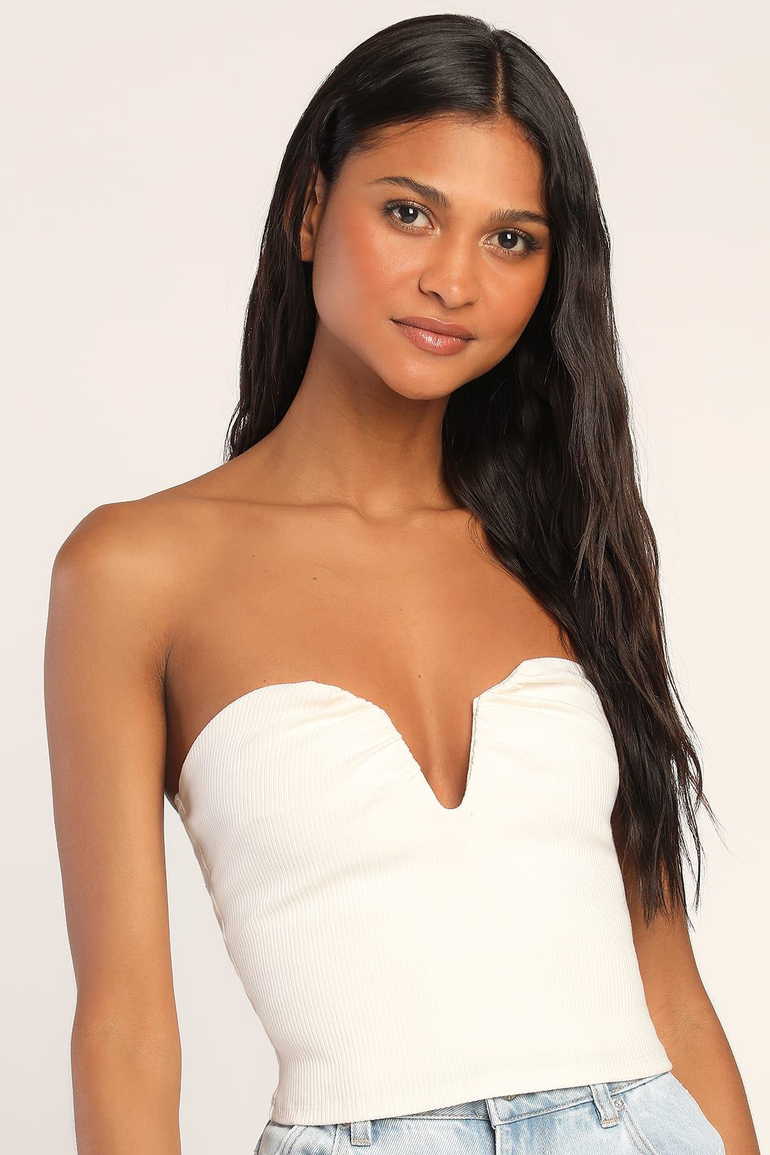 Looking For Fun White Ribbed Notched Tube Top | Lulus (US)