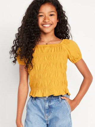 Puff-Sleeve Smocked Top for Girls | Old Navy (US)
