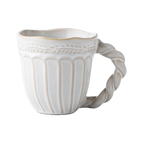 XINRRY Ceramic Coffee Mug, 12 oz Tea Cup with Handle, Vintage Coffee Cup for Office and Home, Dishwasher and Microwave Safe, Off White | Amazon (US)