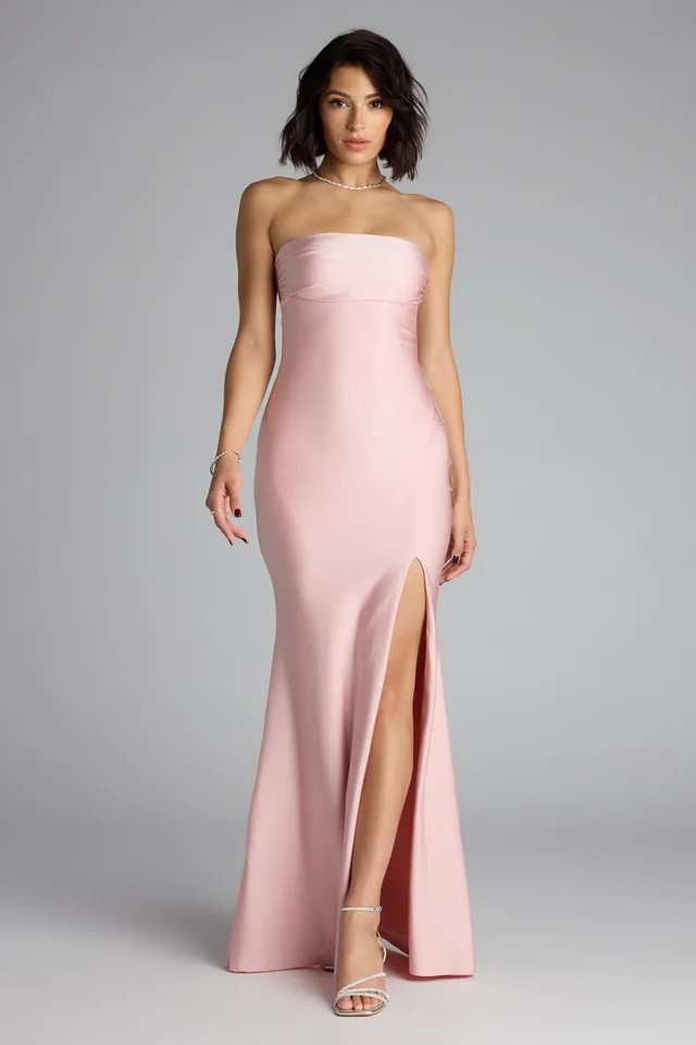 Cheryl Strapless Slit Mermaid Formal Dress | Windsor Stores